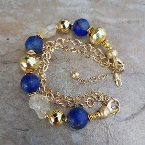 SOLD OUT Boho Chic Lapis Lazuli and Citrine 3 Rows Bracelet